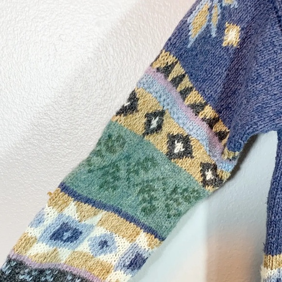 Vtg Bushwacker Zip Up Fair Isle Ski Cardigan Sweater Icelandic Nordic Sz M - Picture 5 of 12